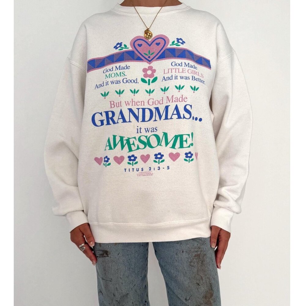 90s vintage grandma quote humor funny graphic novelty pullover sweatshirt large